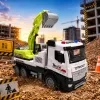 A white engineering vehicle toy with a green excavator arm and a grey bucket, a children's educational simulation model Specification image